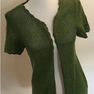 🟢SAG HARBOR Hunter Green Open SS Cardigan Size MP